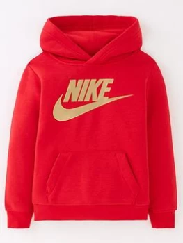 Image of Nike Kids Metallic Hbr Pullover Hoodie - Red, Size 3-4 Years, Women