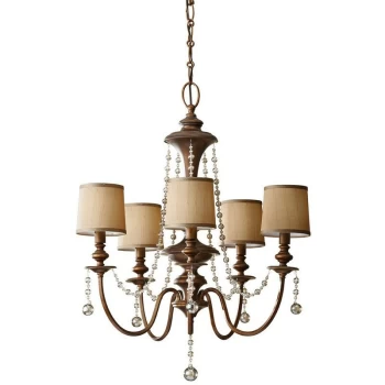 Image of Elstead - Feiss Clarissa Chandelier with Shades 5x E14 Light Firenze Gold