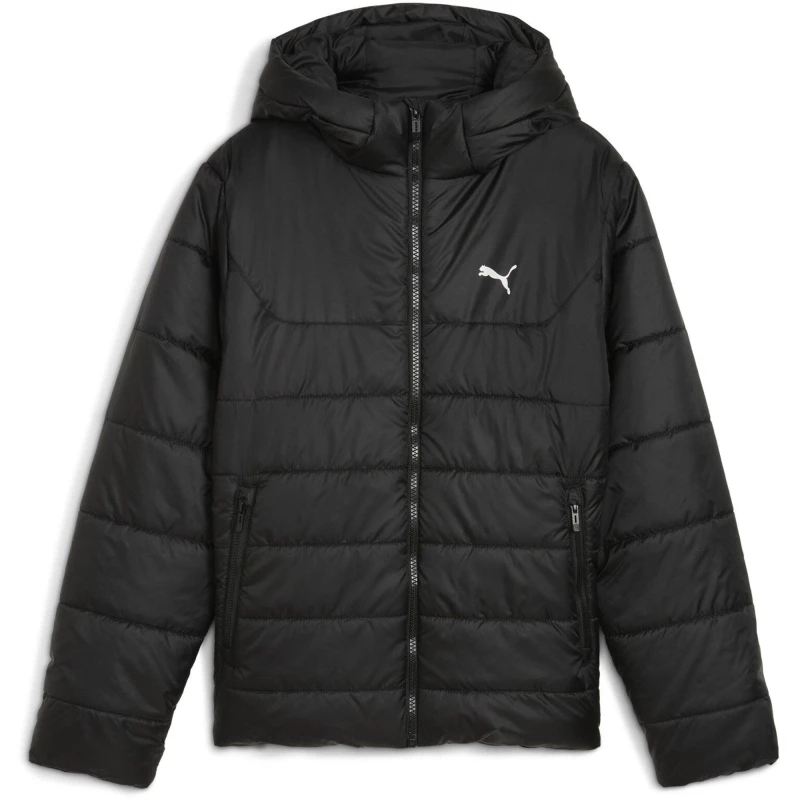 Image of Puma Kids PUMA Essentials Hooded Water-Repellent Full Zip Padded Puffer Jacket Black male 7-8 (S)