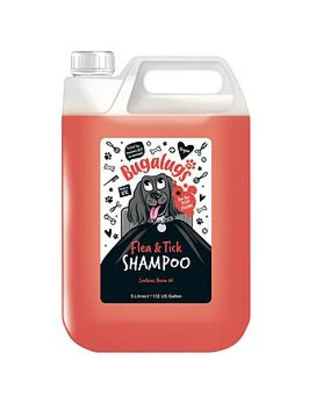 Image of Flea and Tick Dog Shampoo by Bugalugs, Works on Smelly Puppies & Dogs, Contains Neem Oil & Eucalyptus Oils, PH Balanced Vegan Pet Shampoo, Used by Pro