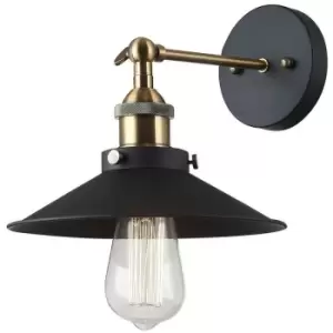 Image of Italux Kermio - Industrial And Retro Wall Lamp Black 1 Light with Metal Alloy Shade, E27