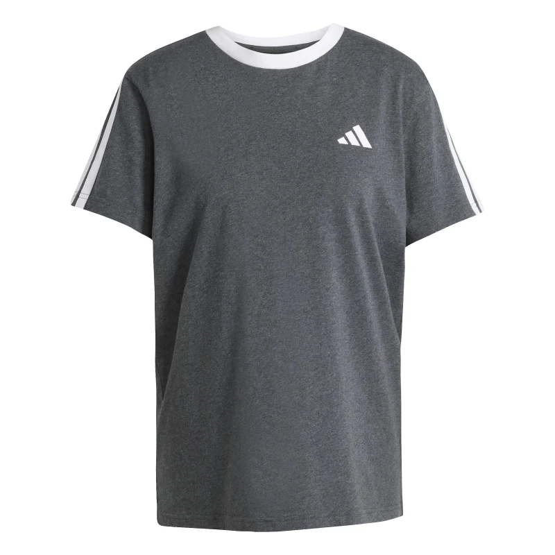 Image of adidas Essentials 3 Stripe T-Shirt Womens Charcoal Grey female M (12-14)