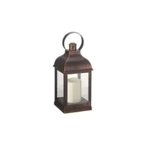 Image of Candle Lantern, Hanging Light Candle Holder Indoor or Outdoor Lamp, Metal Look, Battery Operated (Crusade)