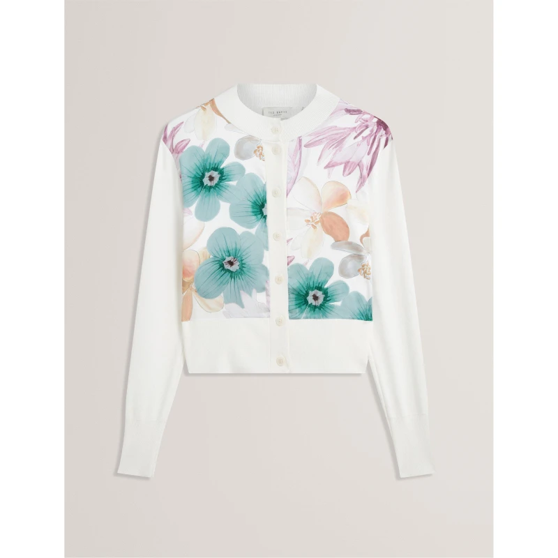 Image of Ted Baker Womens Woven Cardigan Ivory female 8 (XS)