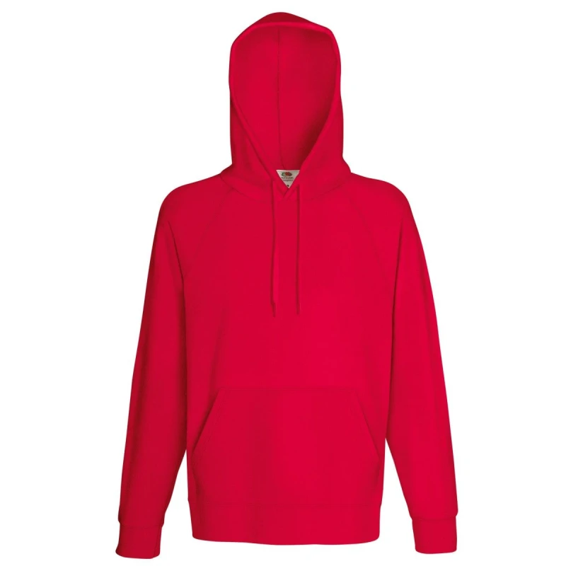 Image of Fruit Of The Loom Fruit of the Loom Men Lightweight Hooded Sweatshirt Hoodie (240 GSM) in Red Size: Small Red S Male 5054171168224