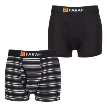 Image of Farah 2 Pack Striped Cotton Keyhole Trunks Mens - Black