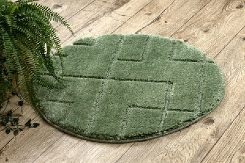 Image of RugsX Bathroom Rug Supreme Circle Lines, Non-Slip, Soft - Green Circle 100 Cm