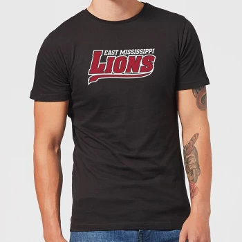 Image of East Mississippi Community College Lions Script Logo Mens T-Shirt - Black - 5XL