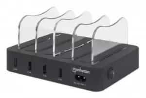 Image of Manhattan Charging Station, 4x USB-A Ports, Outputs: 4x 2.4A,...
