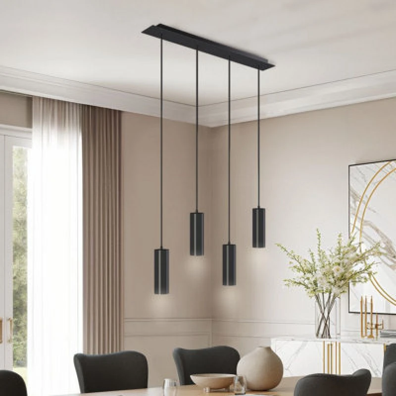 Image of Charnwood Ceiling Light Lumea - 4 Pendant Lights, Length-Adjustable Cables 75 X 9 X 146cm - Black