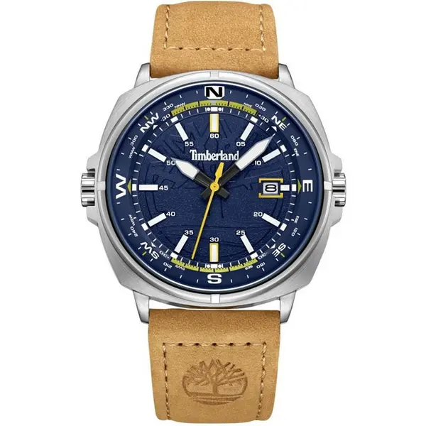 Image of Timberland Mens Timberland Watch One Size Silver, Blue and Tan 40236390000