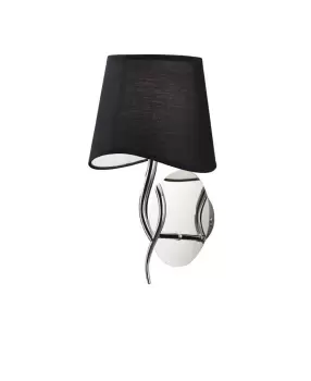 Image of Ninette Wall Lamp Switched 1 Light E14, Polished Chrome with Black Shade