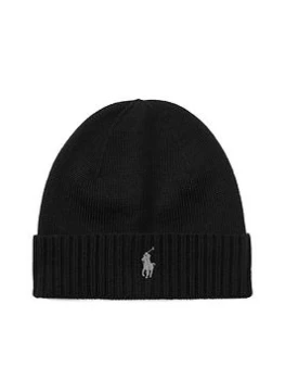 Image of Polo Ralph Lauren Merino Wool Beanie Hat - Black, Men