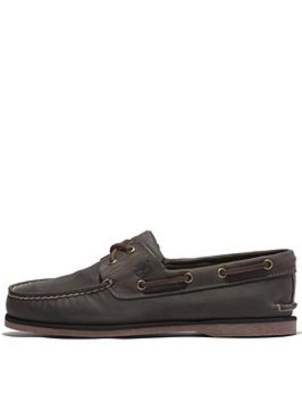 Image of Timberland Classic Boat Full Grain Leather Mens Loafers Shoes - Medium Grey - Size:UK 10
