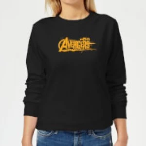 Image of Marvel Avengers Infinity War Orange Logo Womens Sweatshirt - Black - M