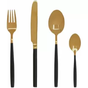 Image of Cutlery Sets 16 Piece Knife And Fork Set Black and Gold Finish Kitchen Spoons Cutlery Scratch / Rust Resistant Stainless Steel Knives And Forks Set