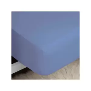 Image of Belledorm Easycare Polycotton Percale 200 Thread Count 11" Deep Fitted Sheet, Sky Blue, Super King