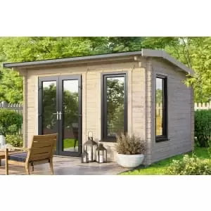 Image of Power Sheds 12 x 8ft Left Hand Door Apex Notched Logs Log Cabin