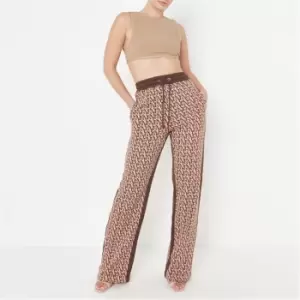 Image of Missguided Wide Leg Trouser Monogram Mg - Brown
