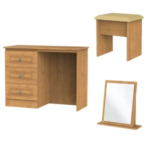 Image of Robert Dyas Loxley Ready Assembled 3 Piece Dressing Table Set - Oak