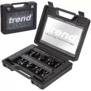 Image of 12 Piece Router Bit Set tct Cutter Bits Starter Set 1/4 Shank + Case - Trend