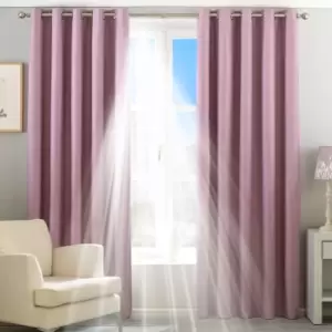 Image of Riva Home Twilight Blackout Ringtop Eyelet Curtains (Pair) Polyester Mauve (117X137Cm)