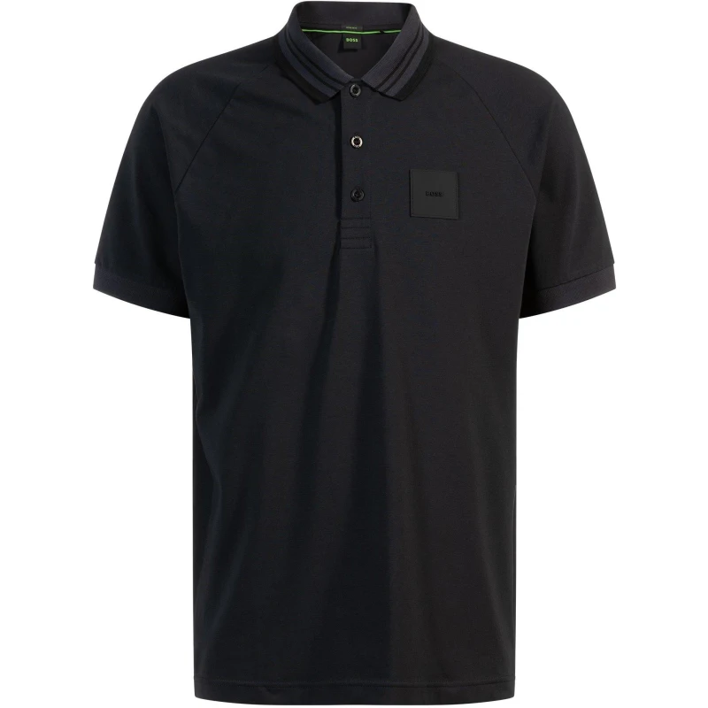 Image of Boss Mens HBG Paddy Rib Polo Shirt, Sporty Sophistication Dark Blue 402 male M