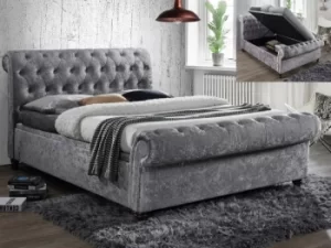 Image of Birlea Castello 5ft King Size Steel Crushed Velvet Upholstered Fabric Ottoman Bed Frame