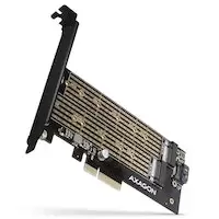 Image of AXAGON PCEM2-D PCIe 3.0 adapter, 1x M.2 NVMe, 1x M.2 SATA with Passive Cooling