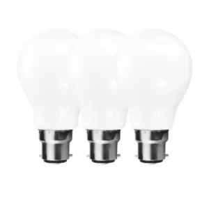 Image of 9 Watts GLS B22 BC Bayonet LED Light Bulb Opal Warm White Dimmable, Pack of 3