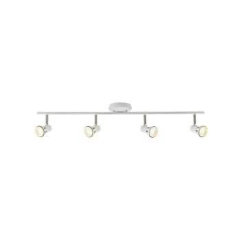 Image of Saxby Krius - 4 Light Spotlight Bar Gloss White, Satin Chrome Plate, GU10