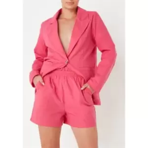 Image of Missguided Boxy Linen Paperbag Shorts - Pink