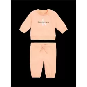 Image of Calvin Klein Jeans Monogram Cn Sweatshirt Set - Pink