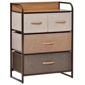 Image of Homcom Storage Unit With 4 Easy Pull Fabric Drawers Steel Frame Multi