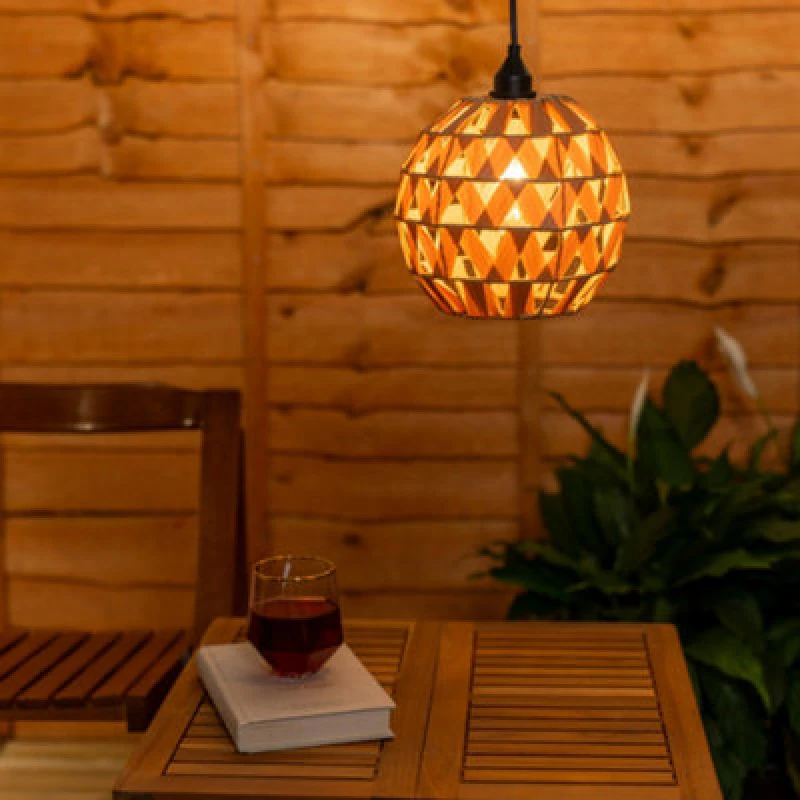 Image of ValueLights ValueLights Natural Rattan Ball Battery Operated Outdoor Hanging Pendant Garden Light Natural One Size Unisex 5016529271079