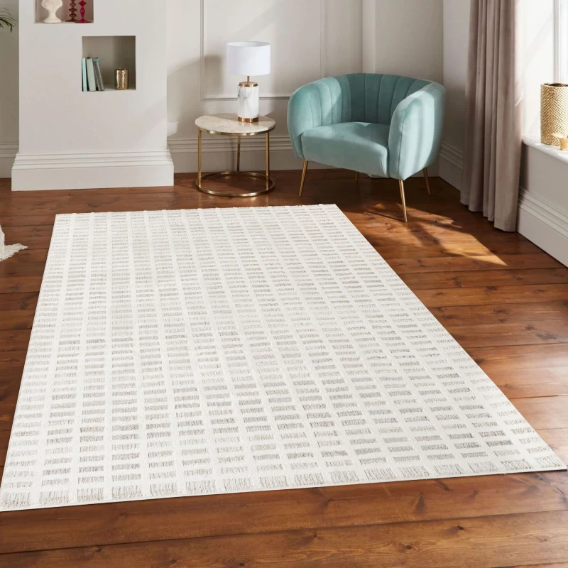 Image of Mabel Modern Contemporary Living Room Area Rug - Abstract Seamless Geometric Design Stone-Grid 160X230 Cm