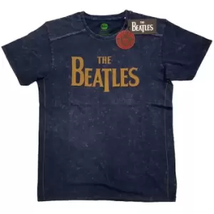 Image of The Beatles - Drop T Logo Unisex XX-Large Snow Wash T-Shirt - Blue