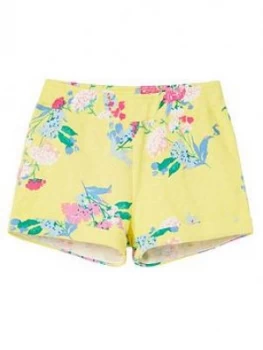 Image of Joules Girls Kittiwake Floral Jersey Shorts - Yellow