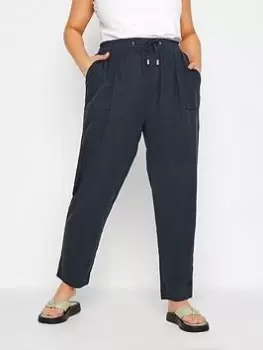 Image of Yours Linen Blend Jogger Navy, Size 18, Women