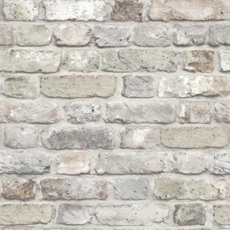 Image of Grandeco Industrial Rustic Neutral Brick Textured Wallpaper