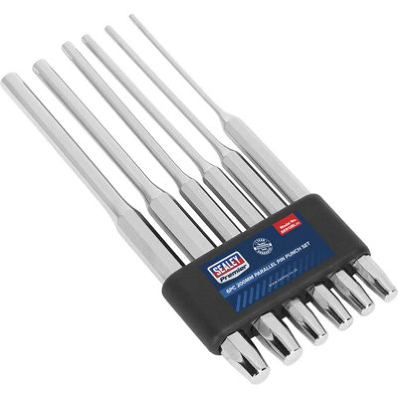 Image of Loops 6 Piece Long Parallel Pin Punch Set - Hardened & Tempered - Polished Chrome Multi