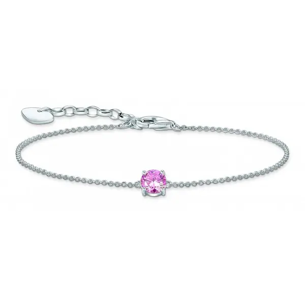Image of Thomas Sabo Sterling Silver Basics Pink Zirconia Bracelet A2156-051-9-