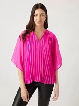 Image of Wallis Pleat Top - Pink, Size 12, Women