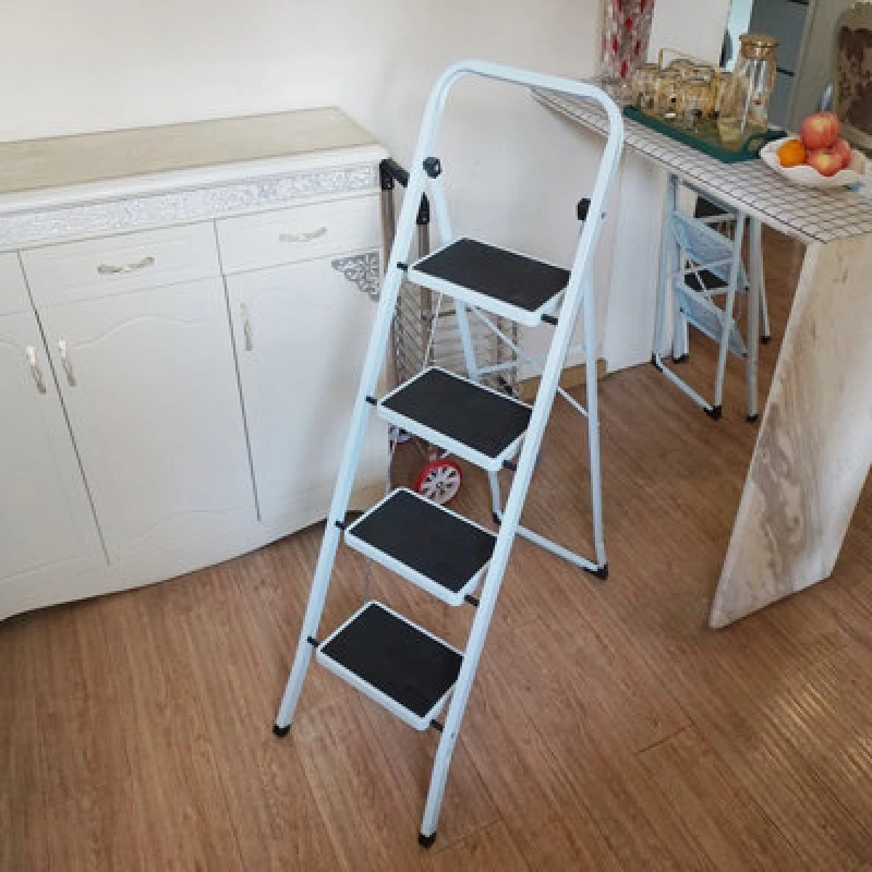 Image of Gr8 Home 4 Step Ladder Folding Stool Non Slip Tread Heavy Duty Steel Foldable Home Diy