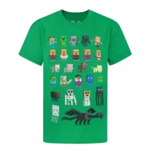 Image of Minecraft Official Boys Sprites Characters T-Shirt (12-13 Years) (Green)