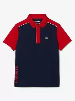 Image of Lacoste Boys Polo Shirt - Red/Navy, Red/Navy, Size 10 Years