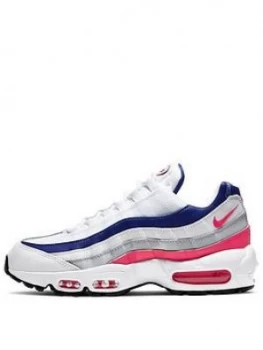 Image of Nike Air Max 95, White/Pink/Blue, Size 6, Women