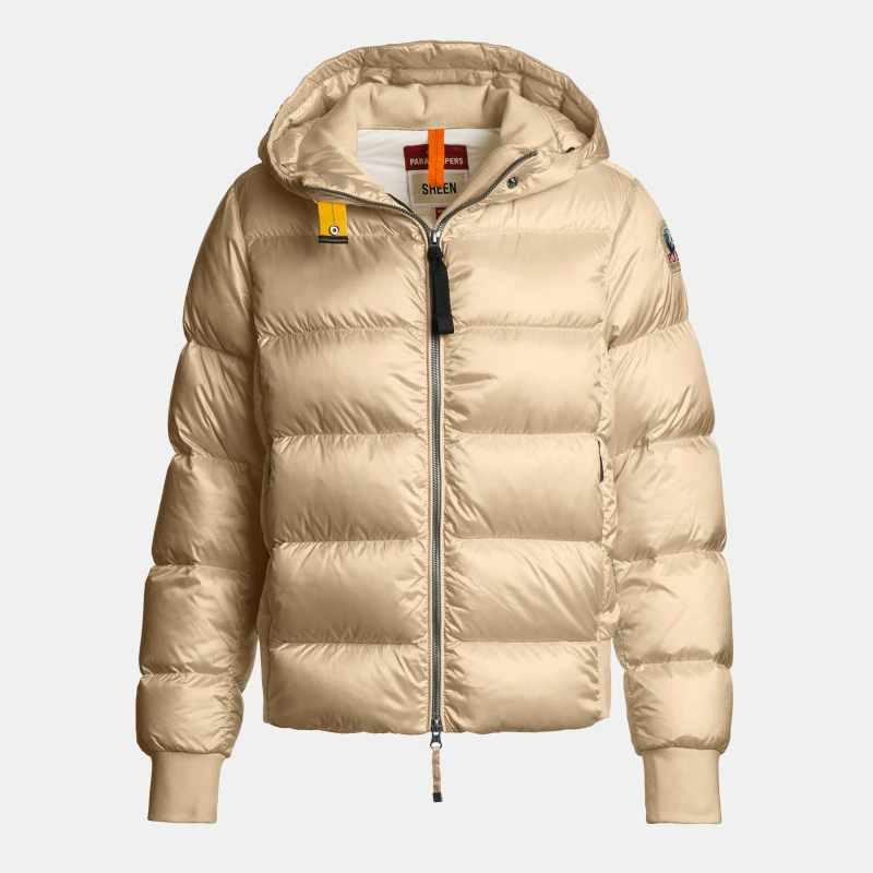 Image of Parajumpers Womens Mariah Water Resistant Duck Down Short Puffer Jacket Sunkissed 253 female 8 (XS)
