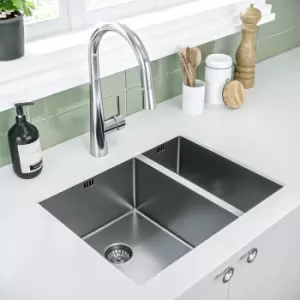 Image of 1.5 Bowl Undermount and Inset Chrome Stainless Steel Left Hand Kitchen Sink - Enza Yara