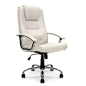 Image of Nautilus Designs Ltd. High Back Leather Faced Executive Armchair with Integral Headrest and Chrome Base